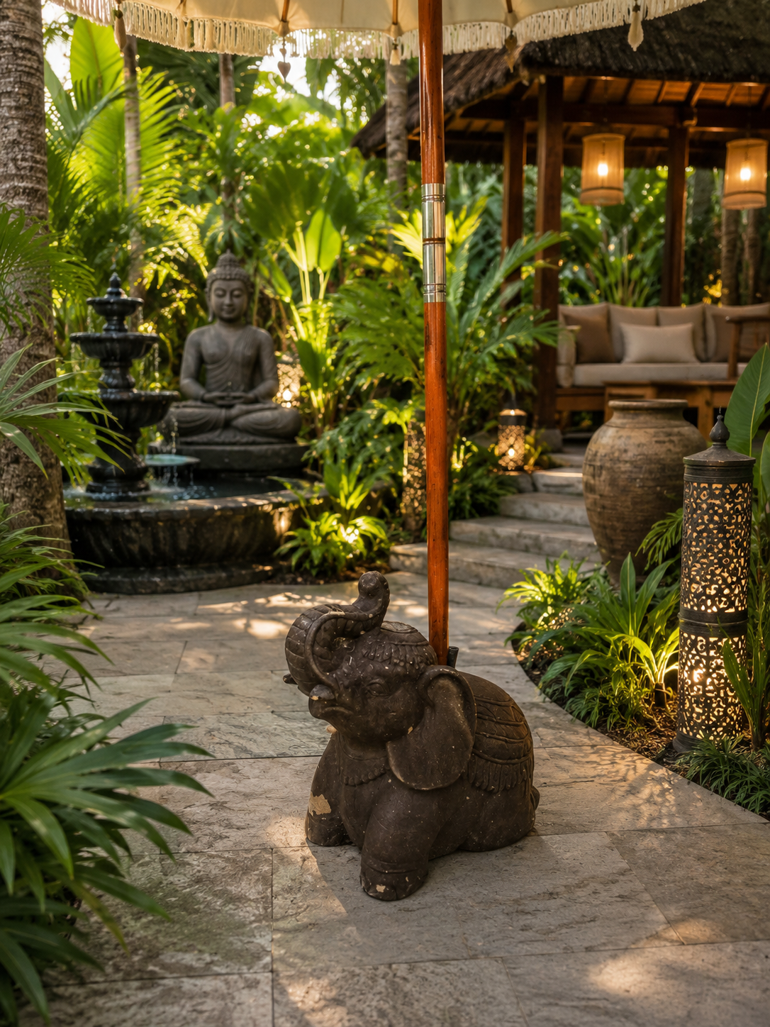 Elephant Dark Brown Balinese Umbrella Stand
