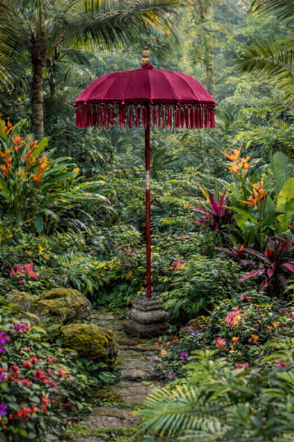 Balinese 1 meter umbrella - Maroon