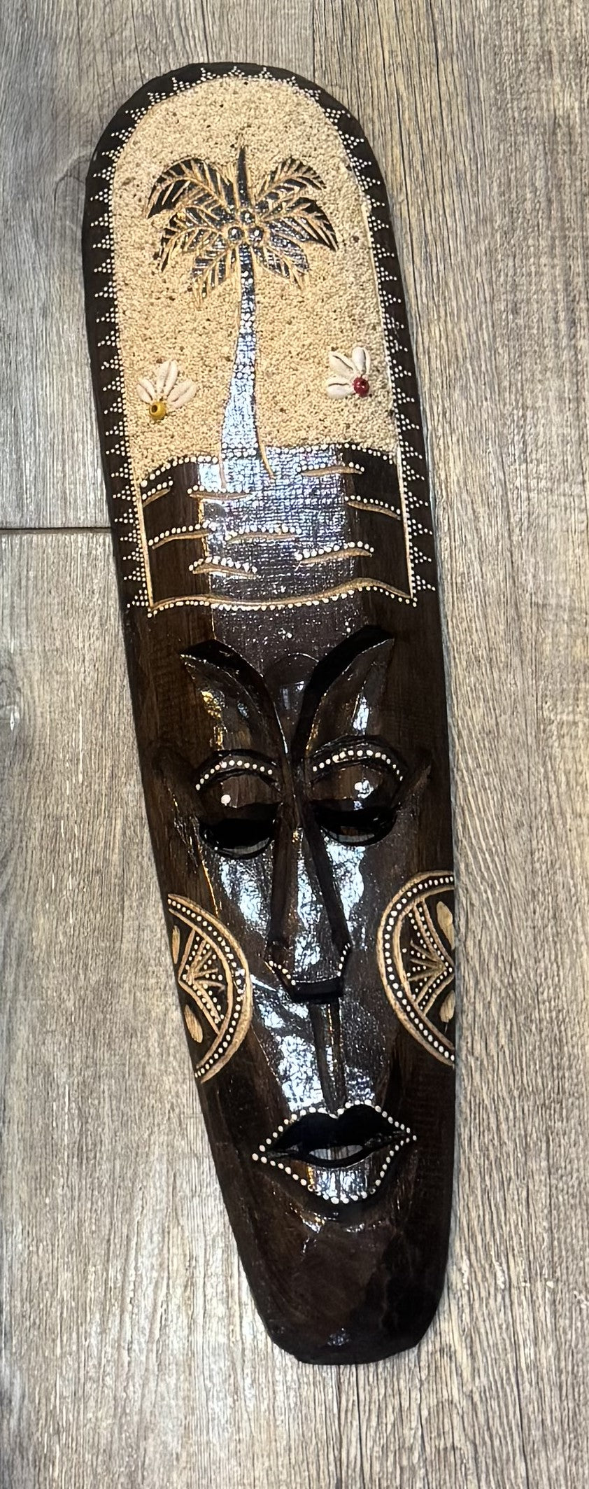 Gorgeous Hanging Timber Hand Carved Painted Face Mask