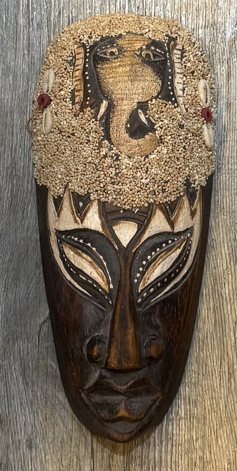 Gorgeous Hanging Timber Hand Carved Painted Face Mask