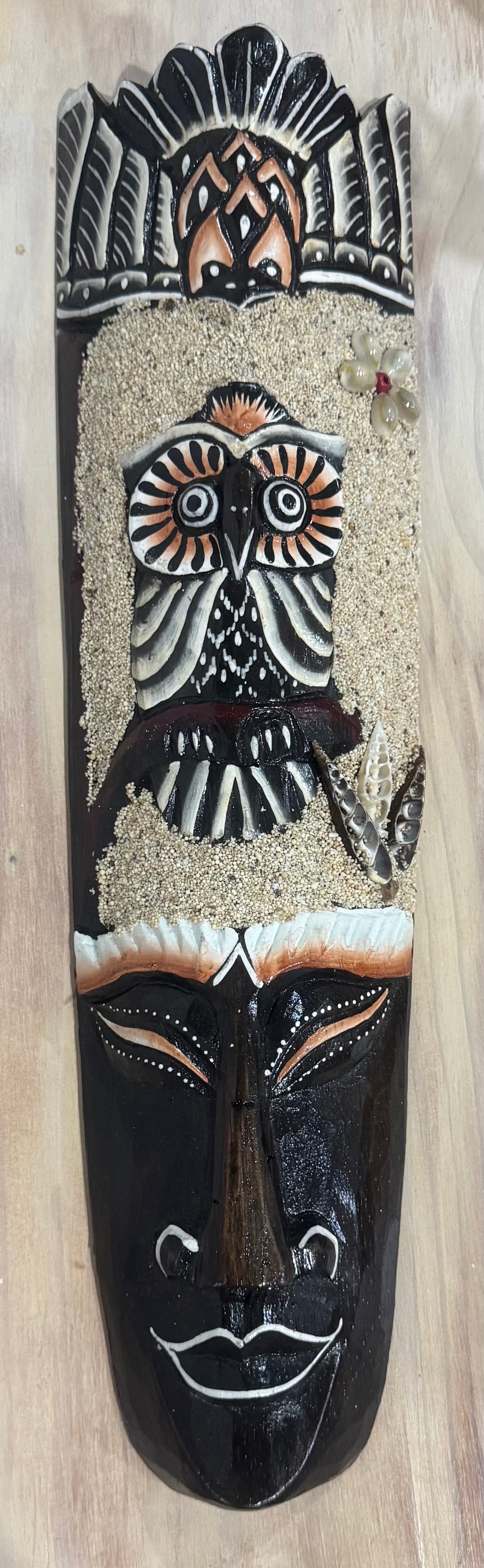 Gorgeous Hanging Timber Hand Carved Painted Head