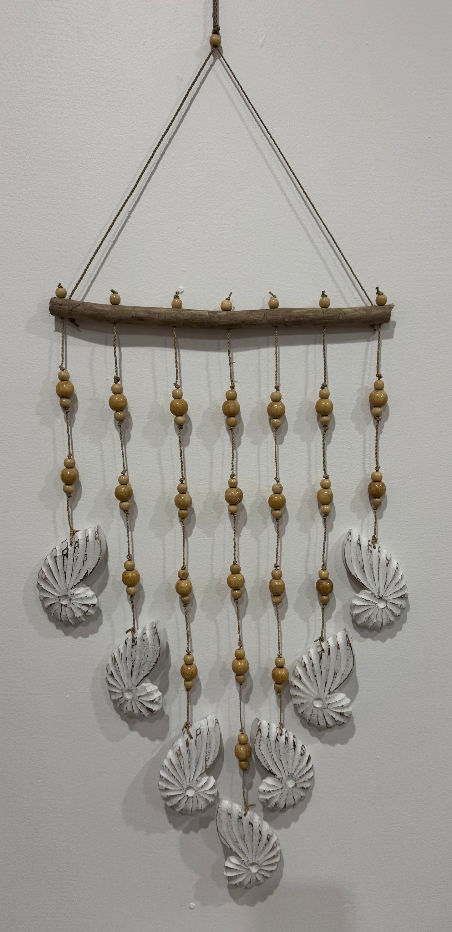 Hanging Shells and Driftwood & Bali Beads - White