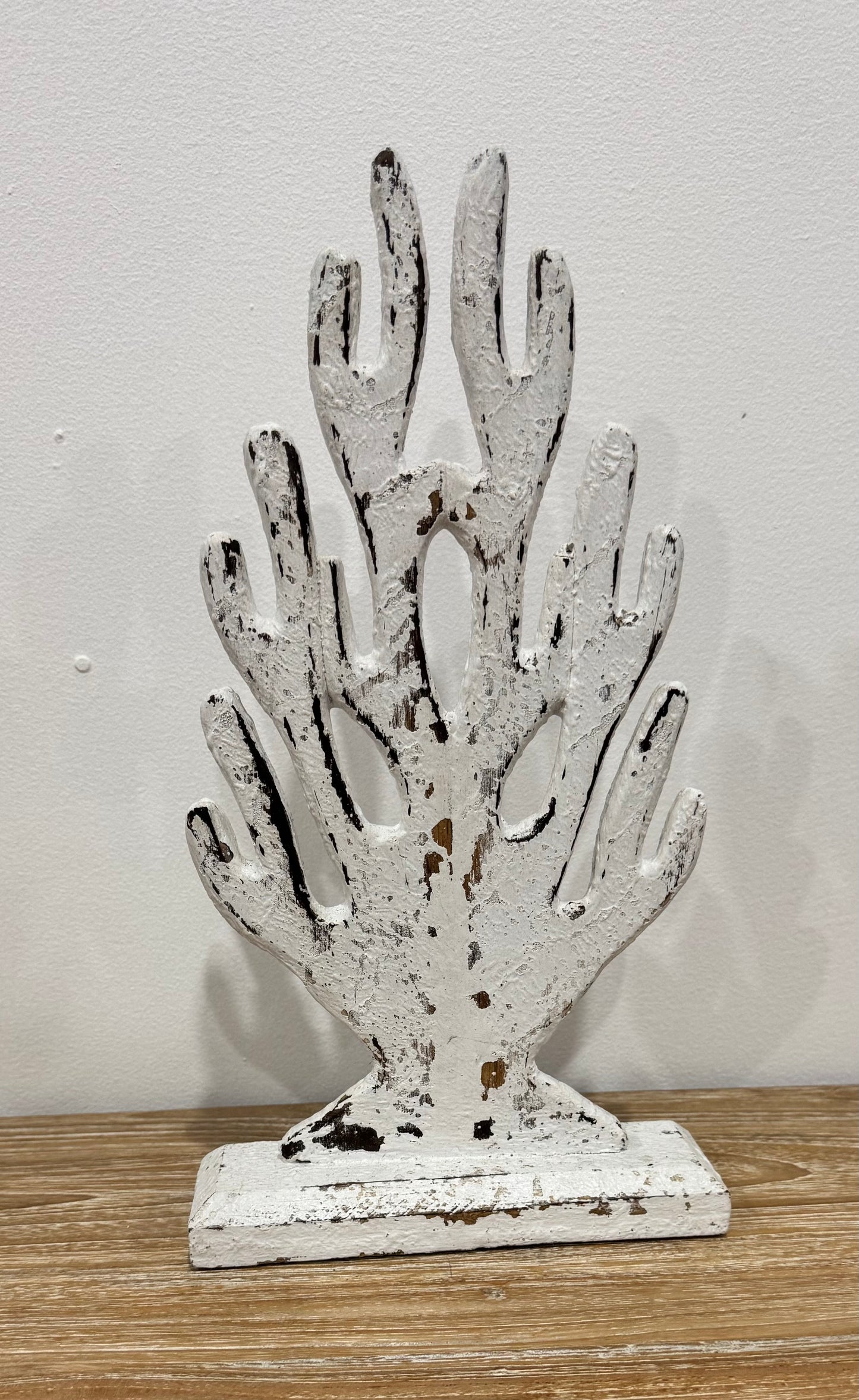 Hand Crafted Whitewash Coral Set of 3