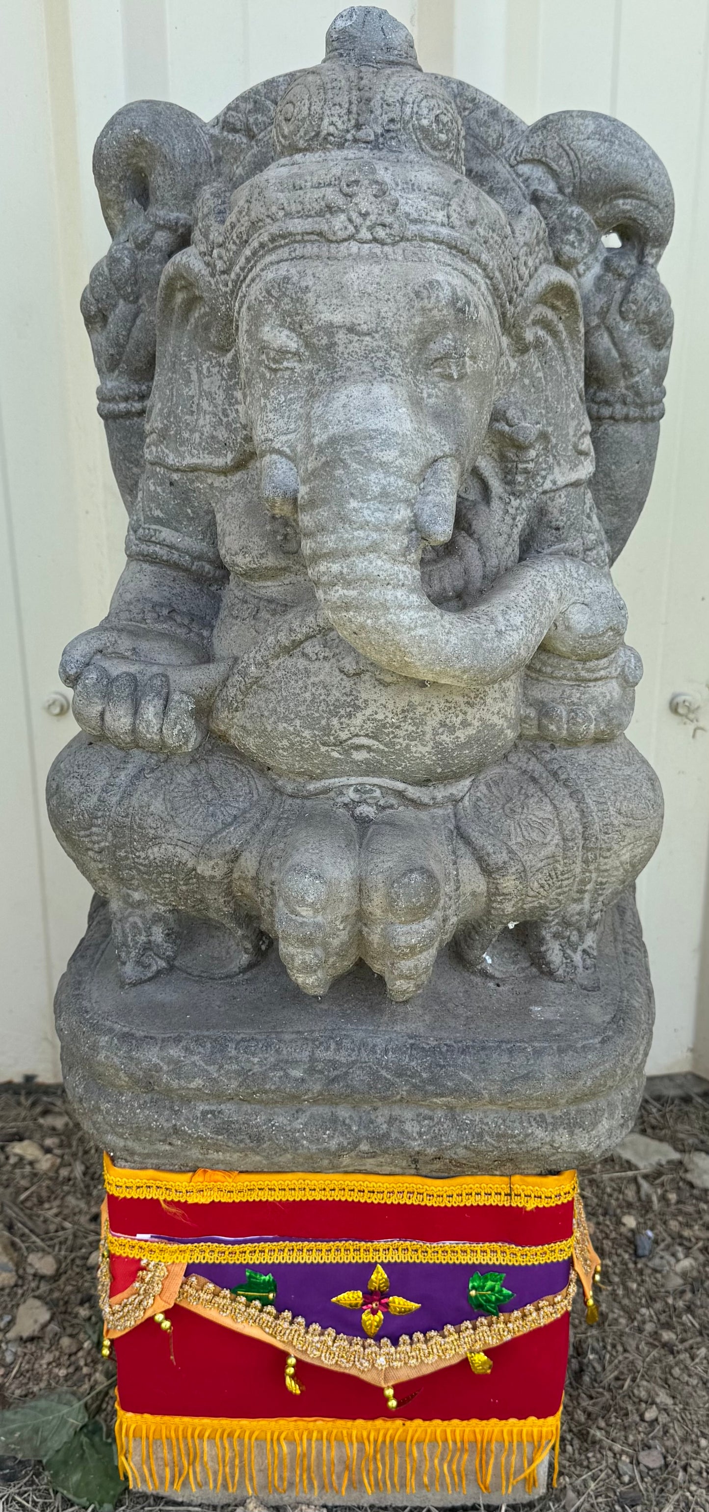 45cm Ganesh Elephant Antique Grey