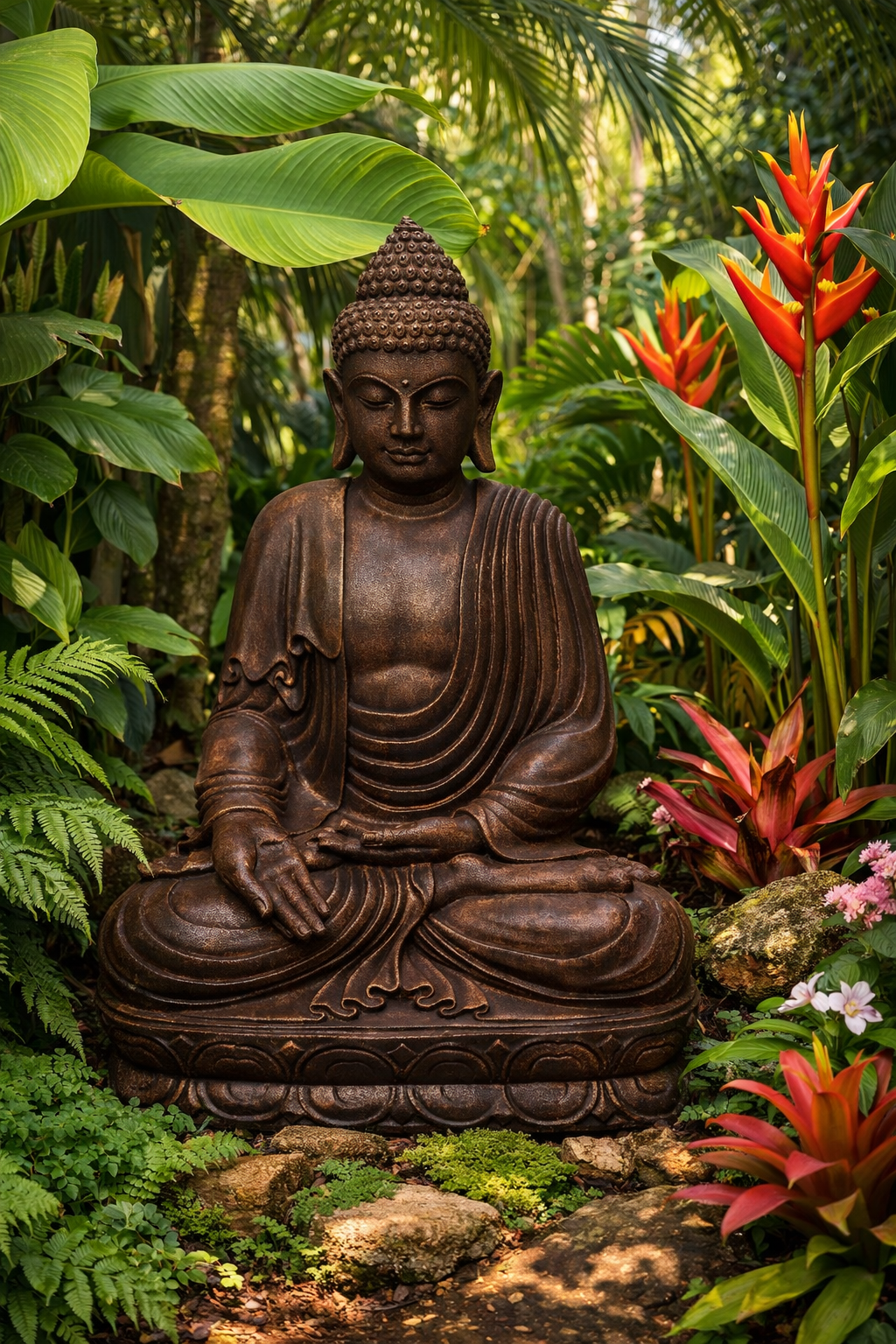 Sitting Buddha Dark Brown 70cm