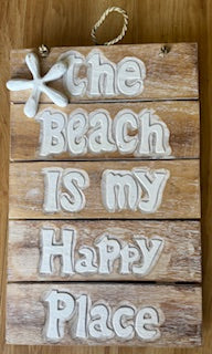 Hanging White Beach Sign