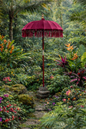 Balinese 1 meter umbrella - Maroon