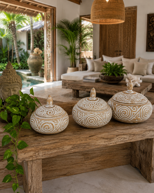 Timber Tiki Bowl & Lid Set of 3
