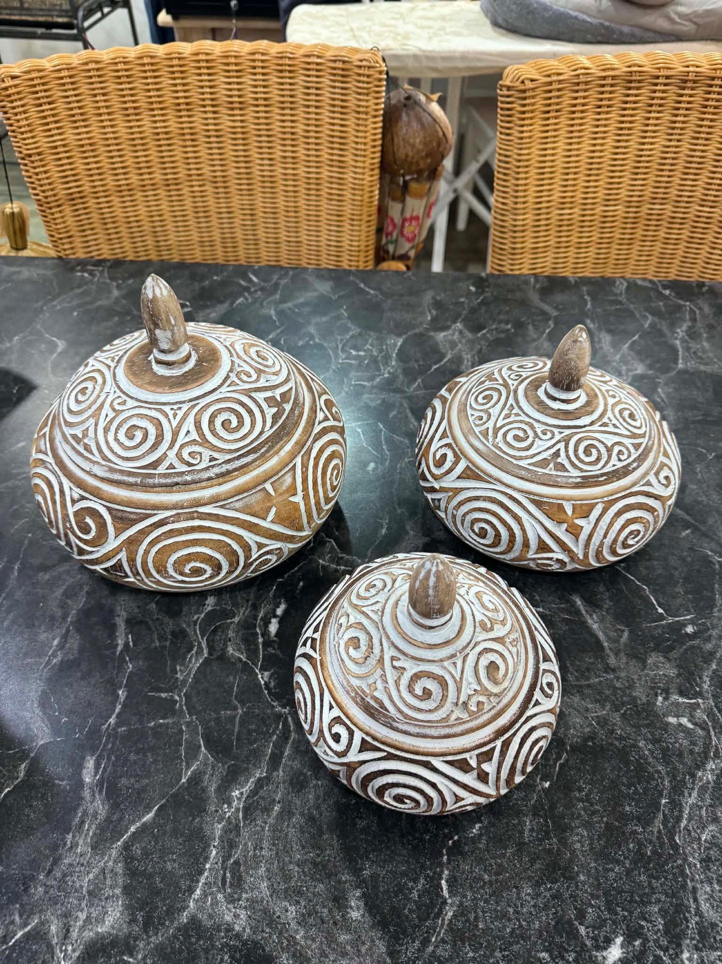 Timber Tiki Bowl & Lid Set of 3