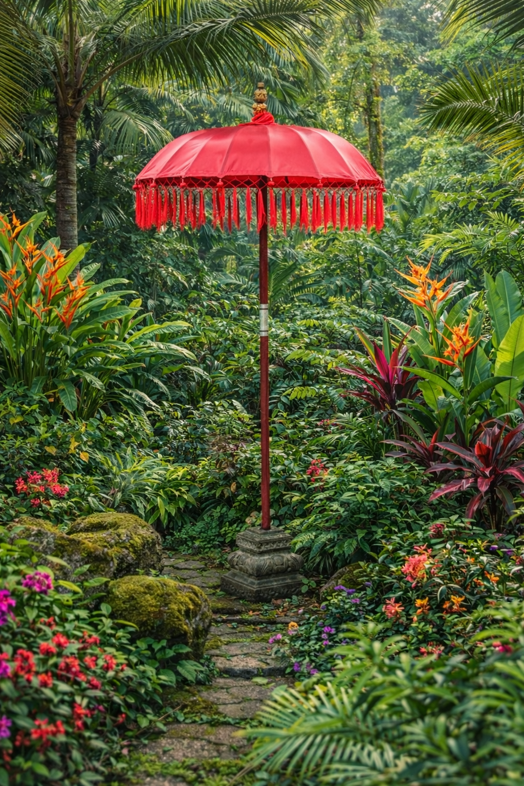 Balinese 1 meter umbrella - Red