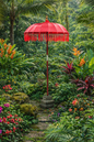 Balinese 1 meter umbrella - Red