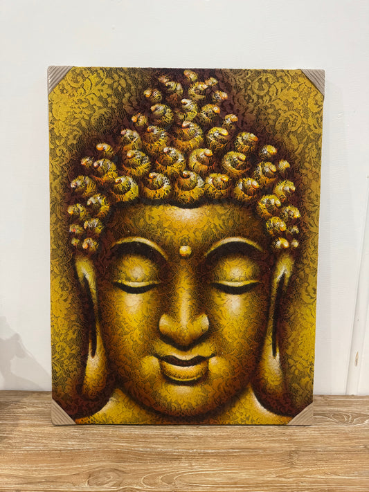 Budha Head Canvas Painting - Gold Lace