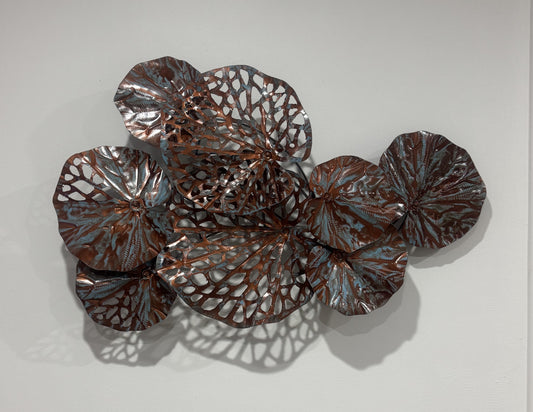 Balinese Hand Carved & Crafted Tin Leaves wall Art - Bronze