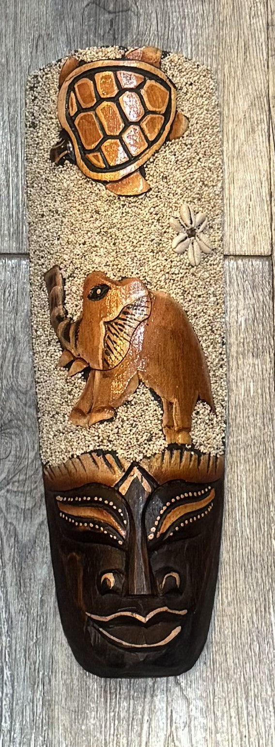 Gorgeous Hanging Timber Hand Carved Painted Face Mask