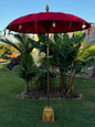Balinese 2 meter umbrella - Carved wooden handle - Red