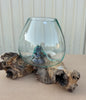 Hand Blown Glass Bowls with Driftwood - Medium