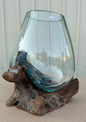 Hand Blown Glass Bowls with Driftwood - Medium