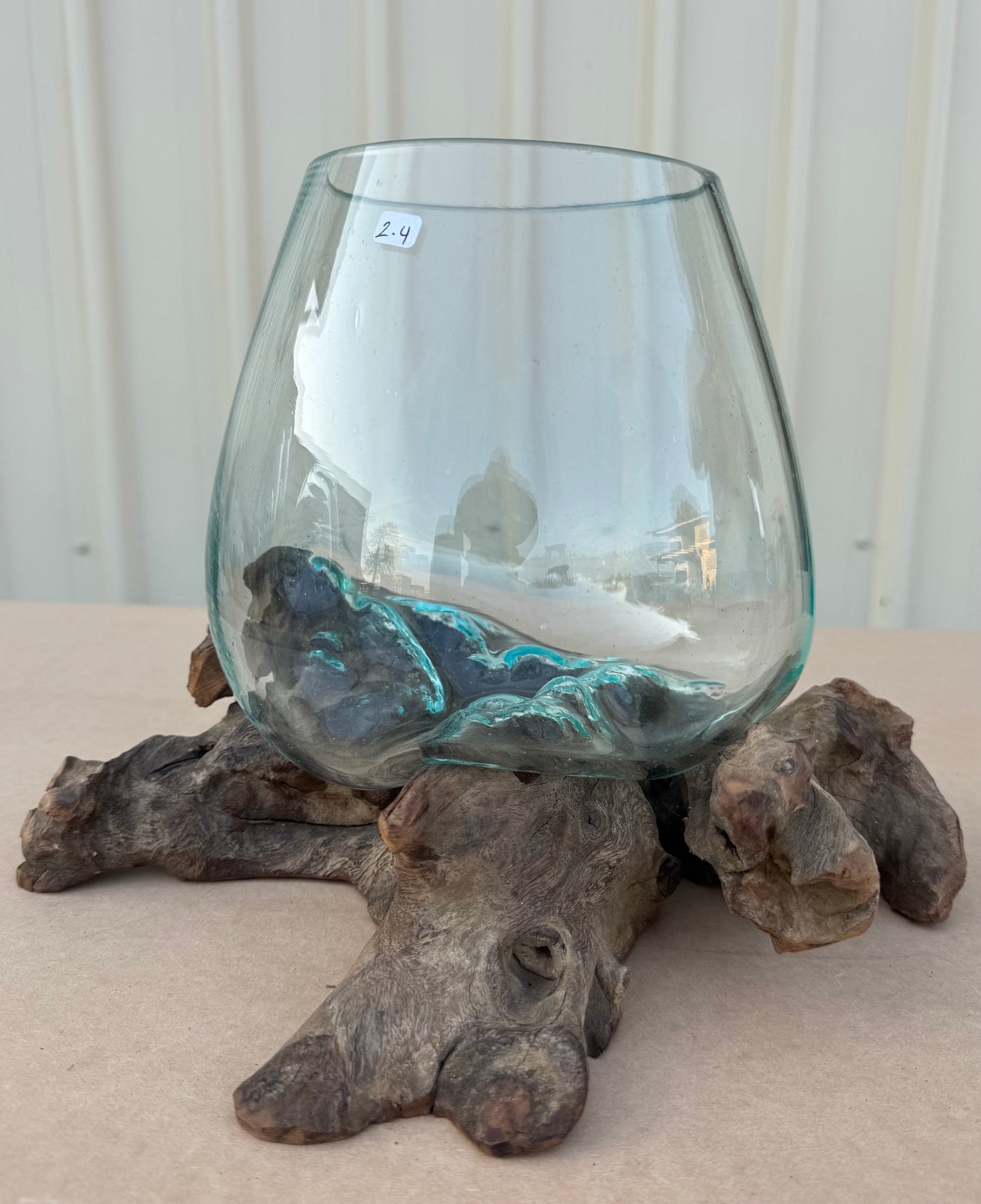 Hand Blown Glass Bowls with Driftwood - Small
