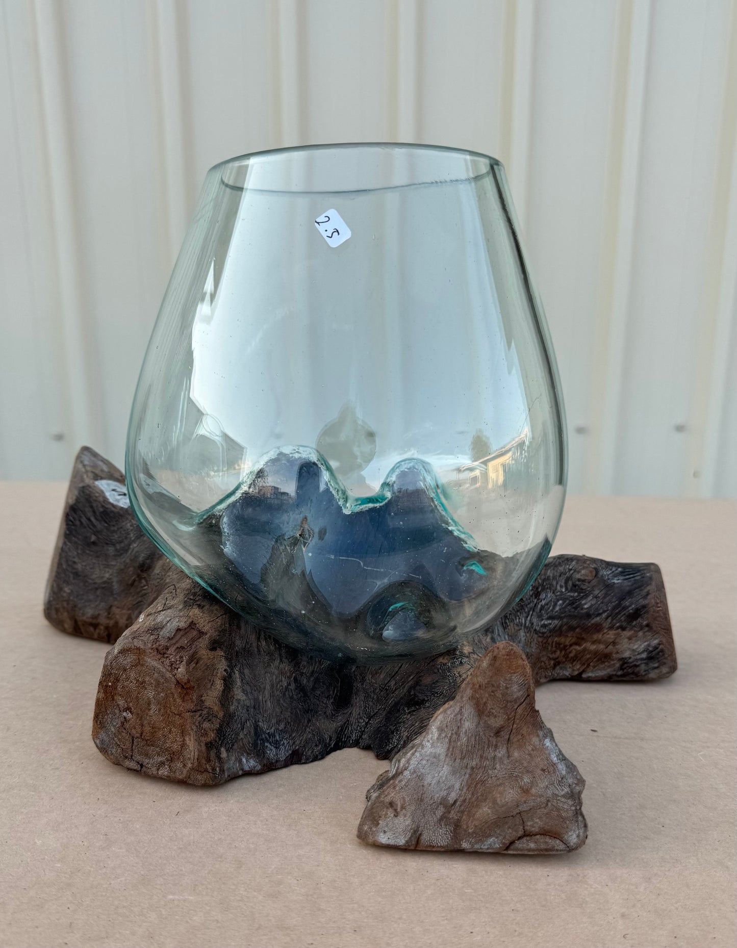 Hand Blown Glass Bowls with Driftwood - Small