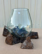 Hand Blown Glass Bowls with Driftwood - Small