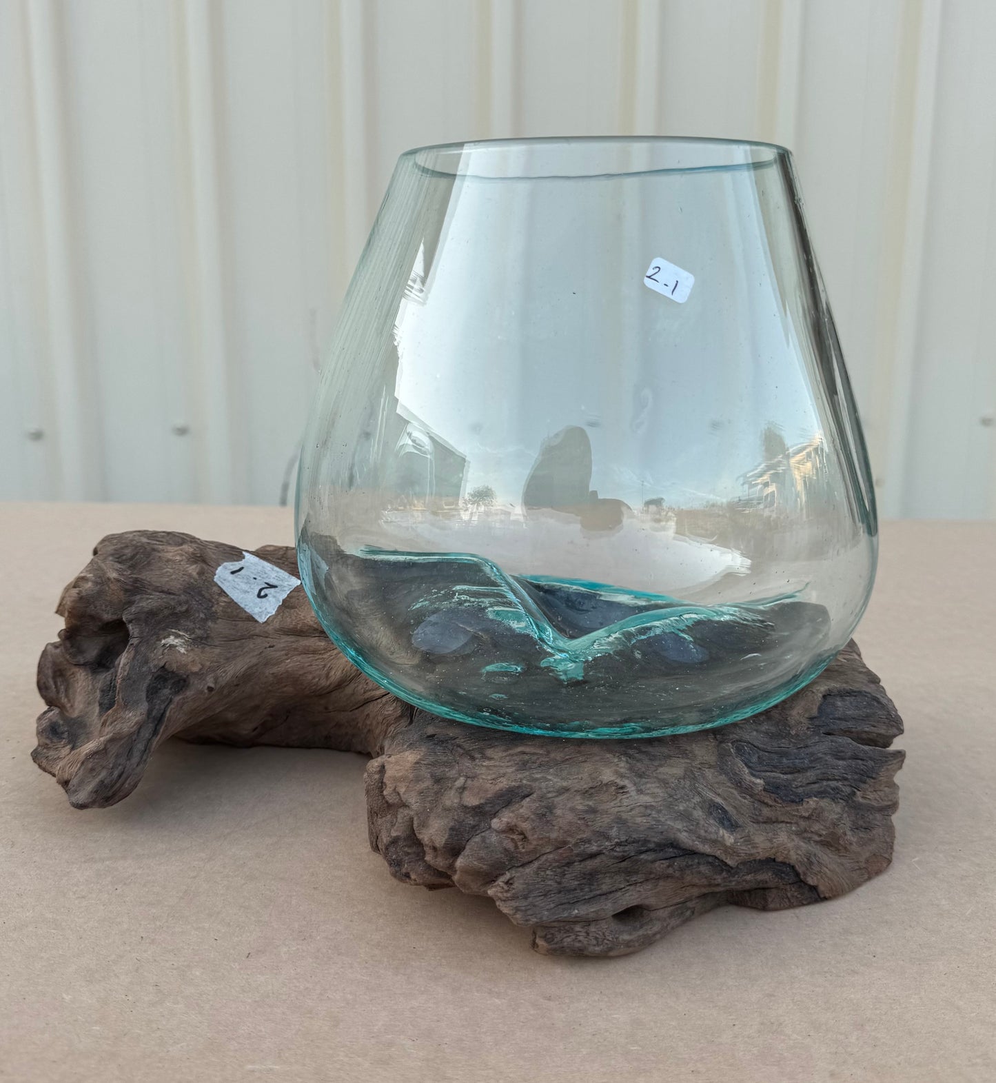 Hand Blown Glass Bowls with Driftwood - Small