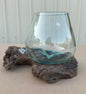 Hand Blown Glass Bowls with Driftwood - Small