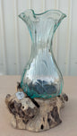 Hand Blown Glass Bowls with Driftwood - Vase
