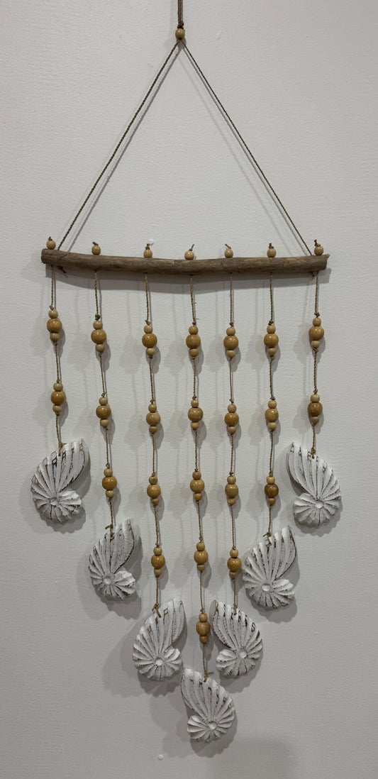 Hanging Shells and Driftwood & Bali Beads - White