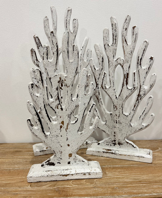 Hand Crafted Whitewash Coral Set of 3