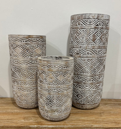 Whitewash Timber Pots Set of 3