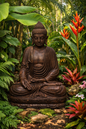 Sitting Buddha Dark Brown 50cm