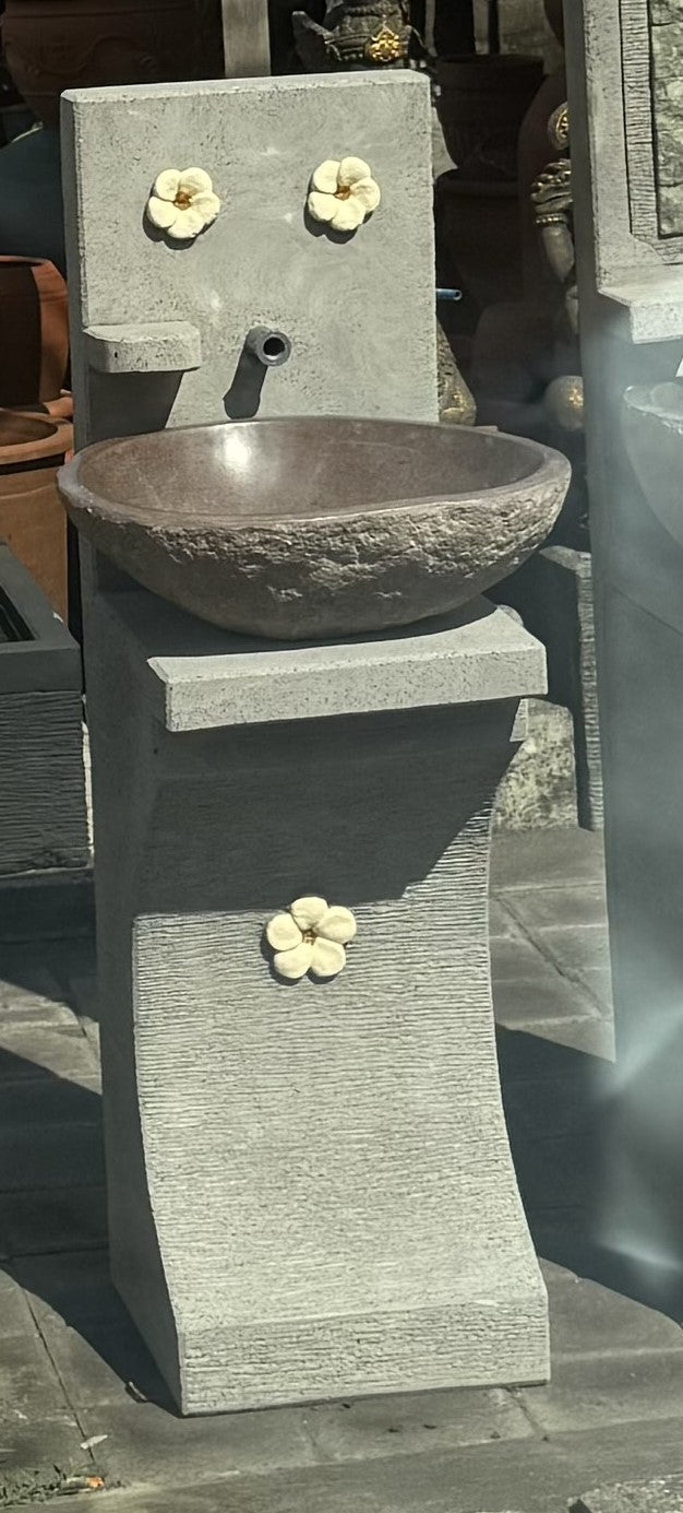 Balinese Concrete 3 Frangipani hand wash Station