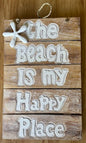 Hanging White Beach Sign