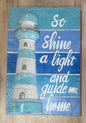 Hanging Timber Light House Sign - Turquoise