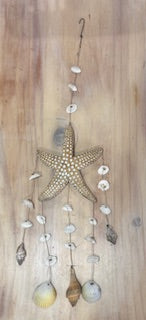 Hanging Star Fish and Shells - White