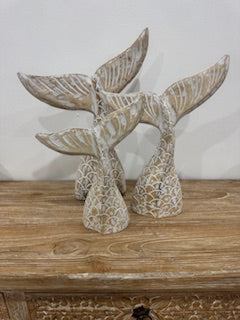 Hand Crafted Whale Tails Set of 3 - Natural