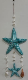 Hanging Star Fish and Shells - Turquoise