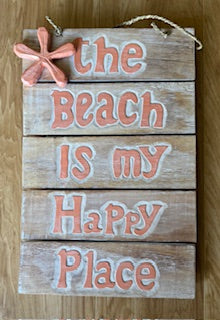 Hanging Peach Beach Sign