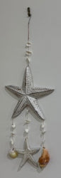 Hanging Star Fish and Shells - White
