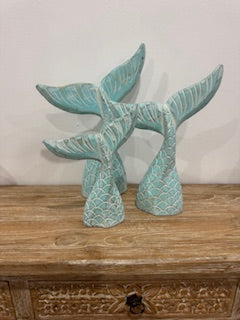Hand Crafted Whale Tails Set of 3 - Turquiose